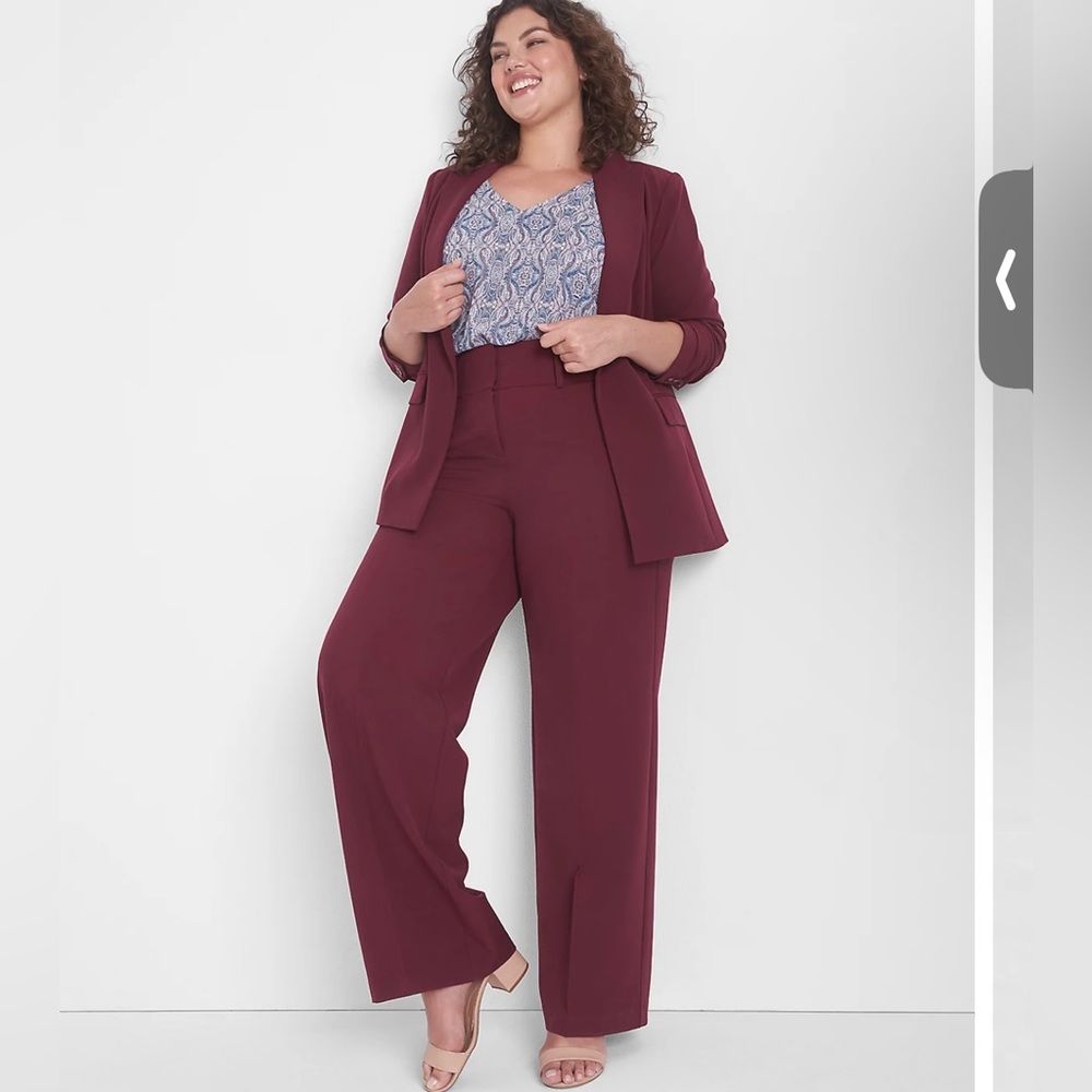Lane Bryant Burgundy Cuffed Pants 22 NWTS